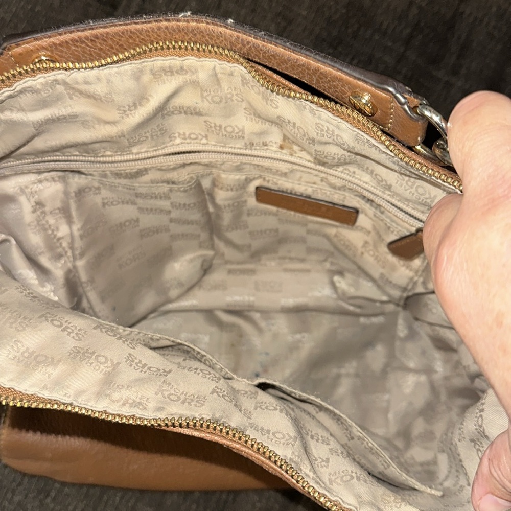 Chestnut Brown Micheal Kors hobo bag‎ AI-1403 chain strap zip top - Picture 8 of 11